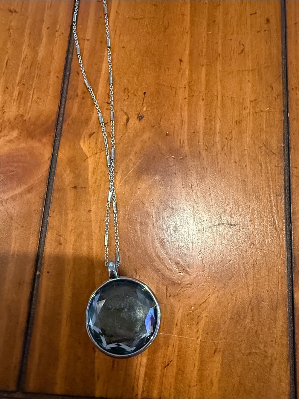 LOFT Silver Chain Necklace with Clear Faceted Pendant
